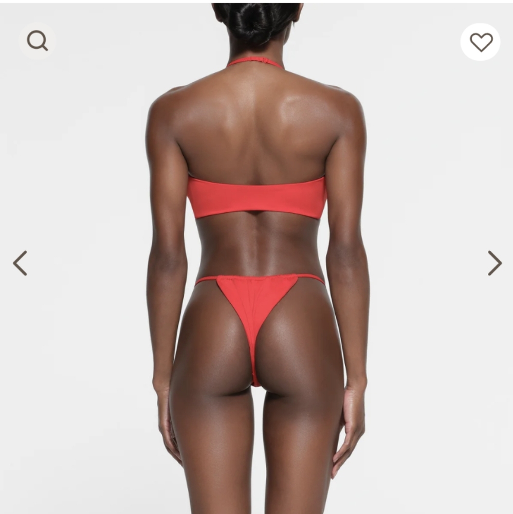 Skims Signature Swim Thong Bottom and Halter Bikini Top Limited Edition Ruby XL